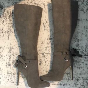 Gray high heel boots